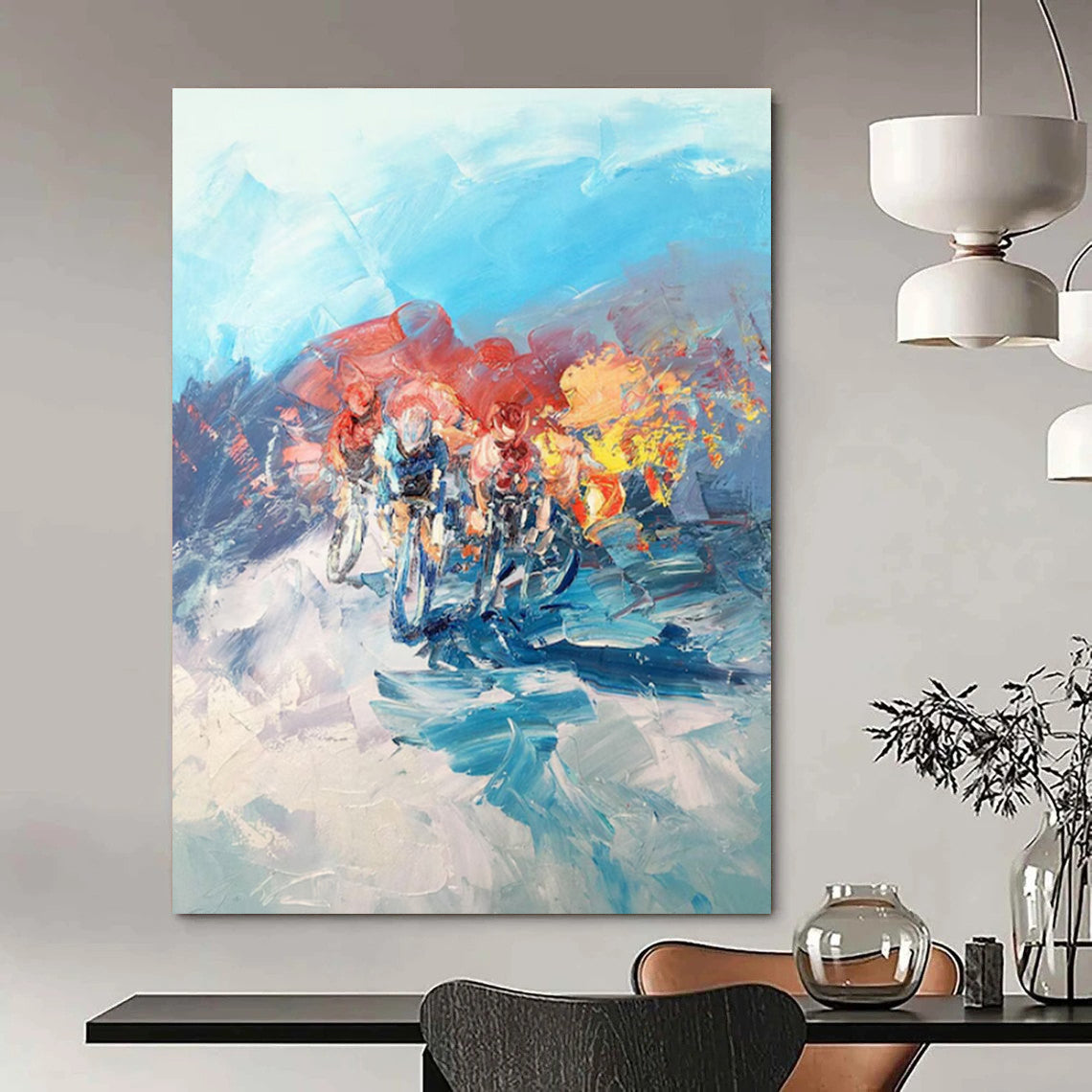 Cycling Race Abstract Painting with Dynamic Colors ADGE532