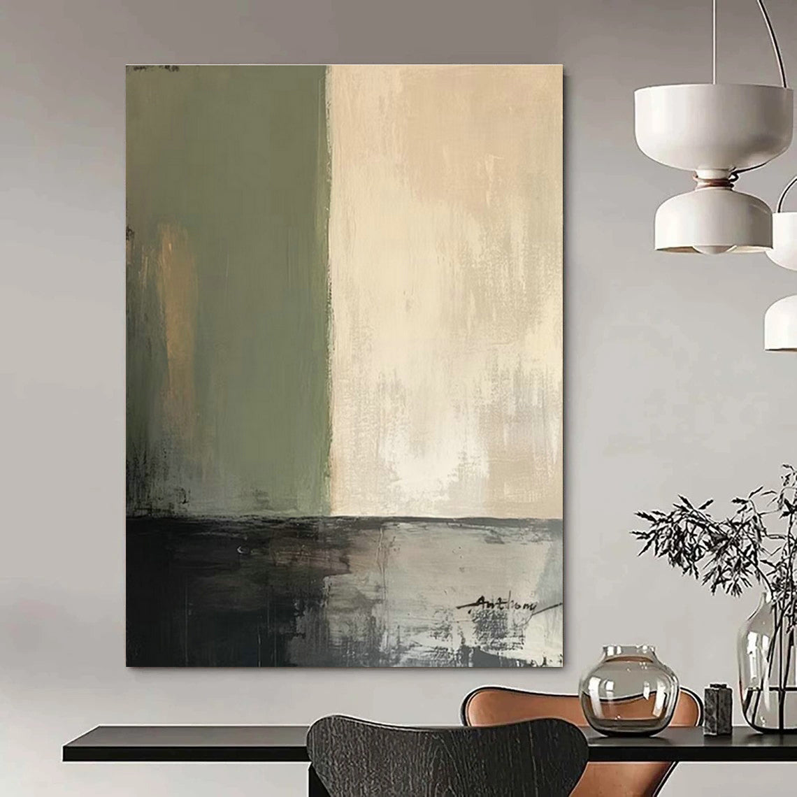 Large Hand-Painted Abstract Art for Cottage Living Room & Entryway DLZ1667
