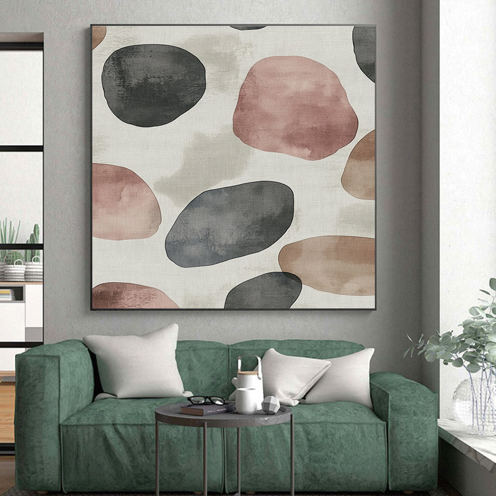 Watercolor - Style Dot Abstract Art with Gray, Pink, and Brown GER261