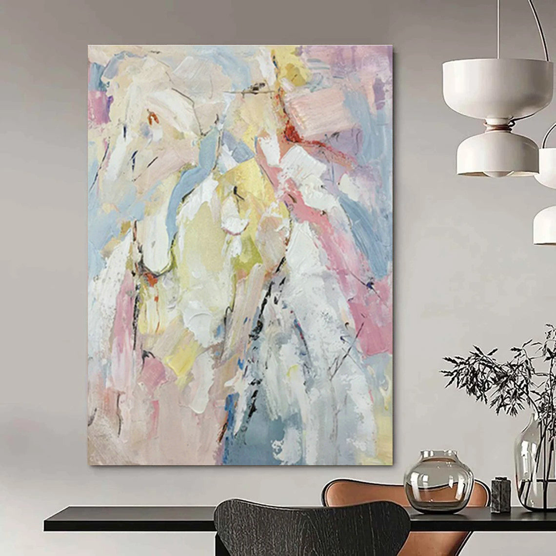 Oversized Abstract Hand - Painted Murals for Cottage Dining Room & Hallway DLZ0554