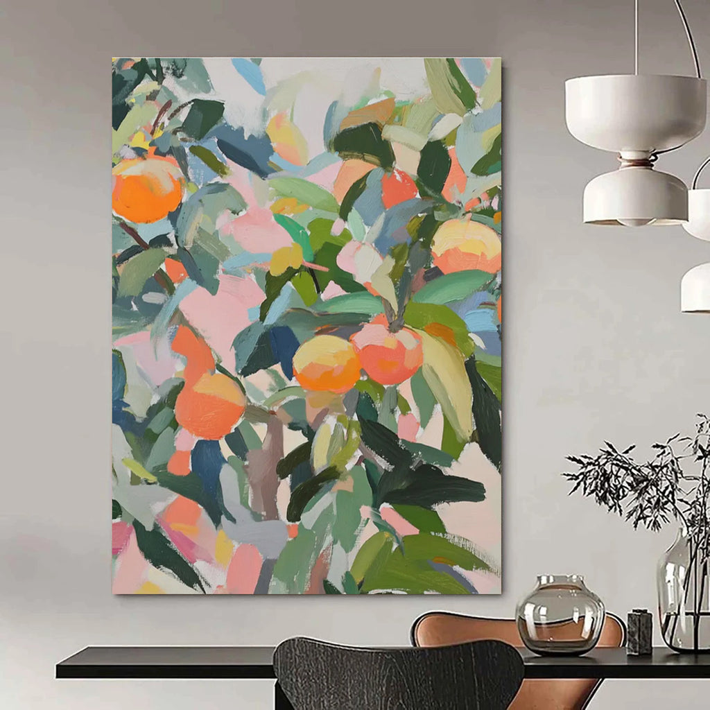 Abstract Orange Tree Painting with Soft Pastel Background ADGE438