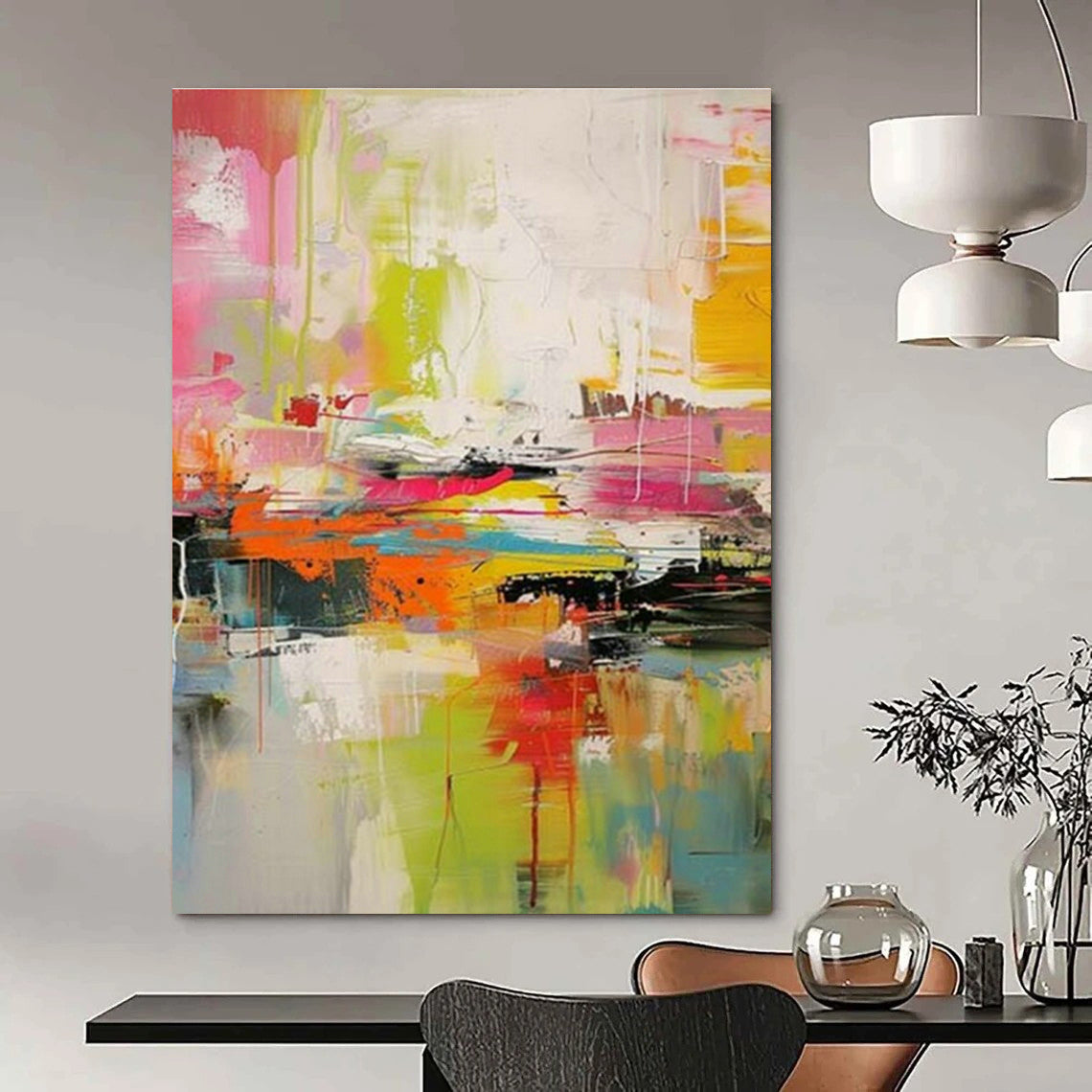 Custom Hand-Painted Abstract Wall Art for Bedroom and Cottage Dining Room DLZ1564