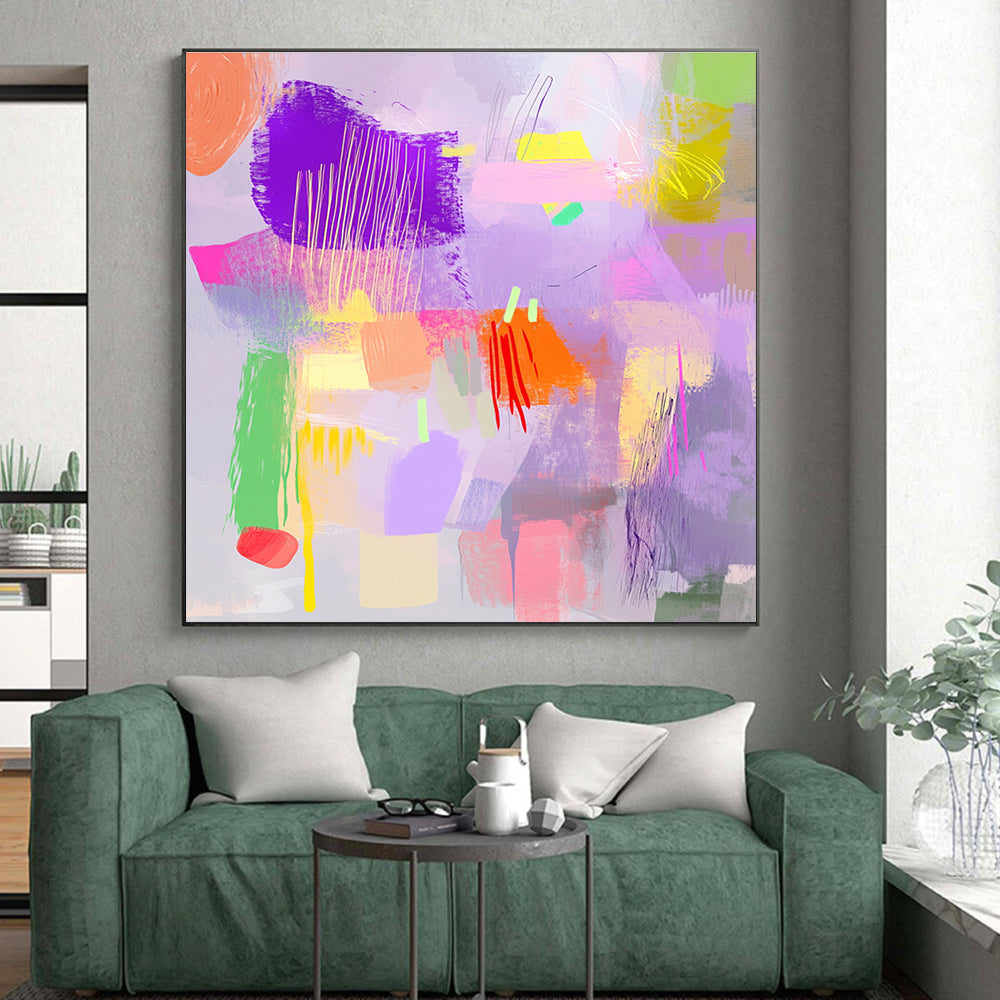 Colorful Pastel Abstract Painting with Playful Forms GER748