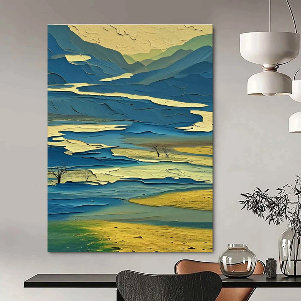 Large Hand-Painted Abstract Canvas Wall Hanging, Creating a Creative Space for Office and Corridor DLZ0970