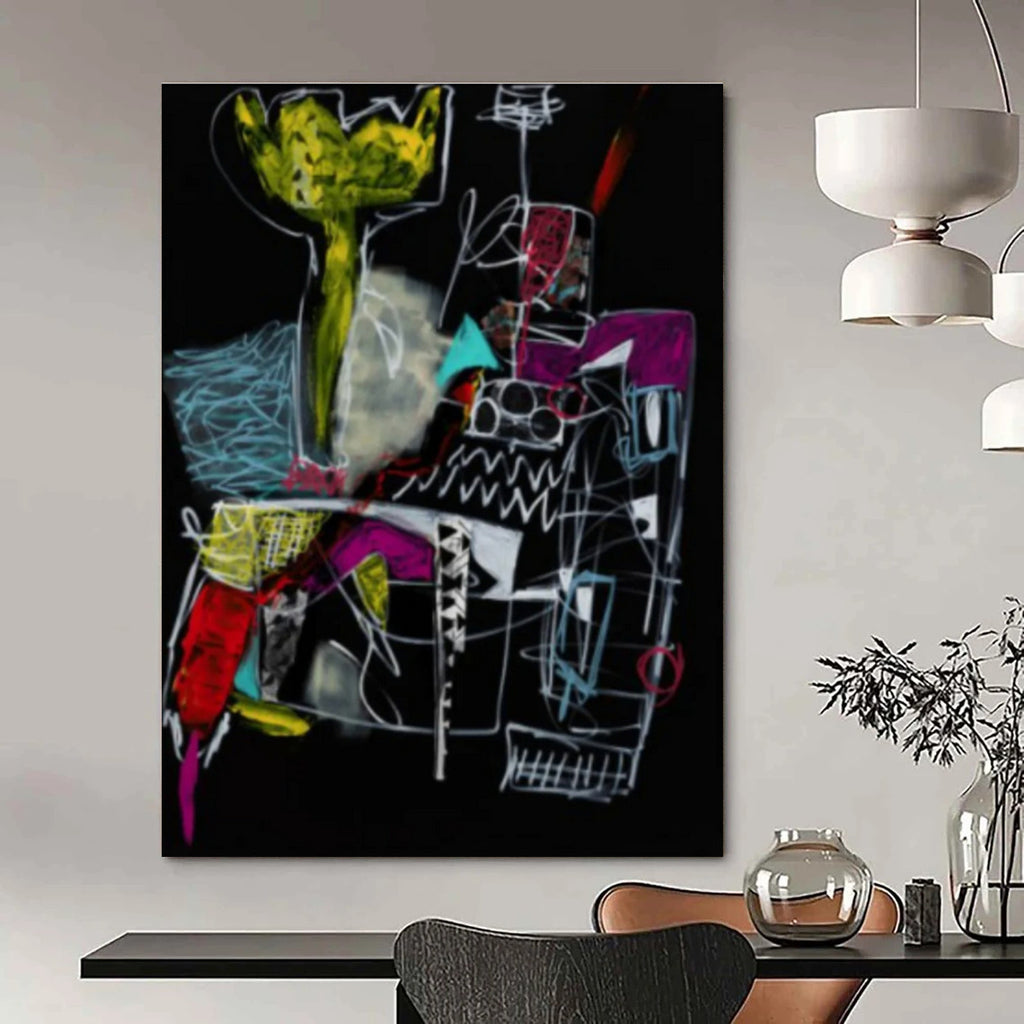 Colorful Abstract Painting on Black Background ADGE294