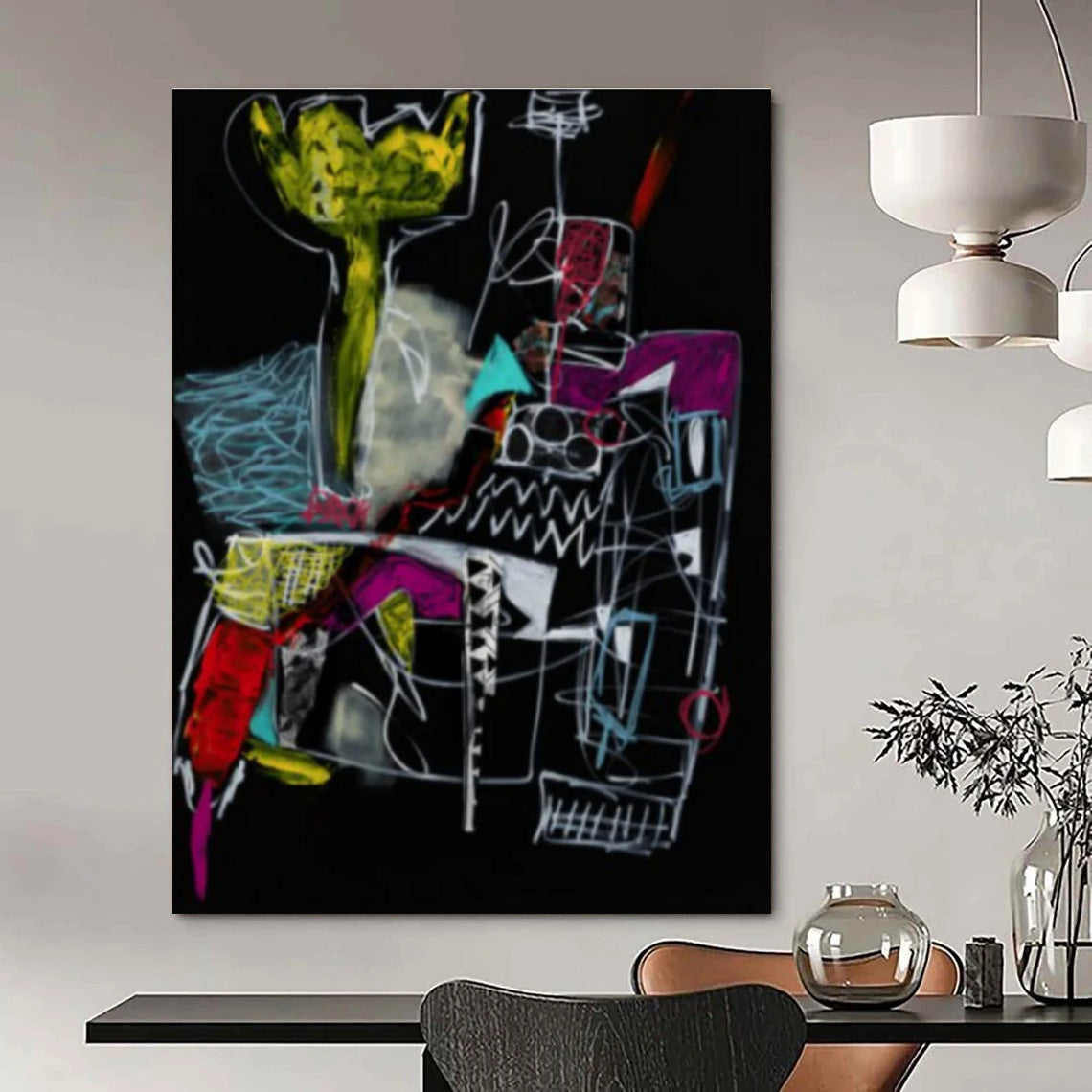 Colorful Abstract Painting on Black Background ADGE294