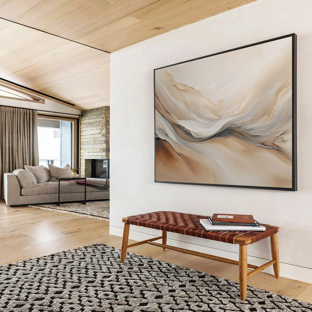 Beige Flowing - Liquid - like Abstract Painting DYP039