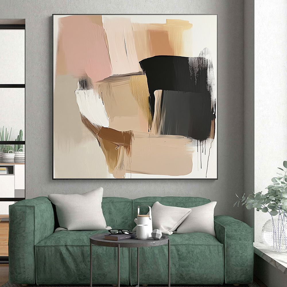 Neutral Tones Geometric Abstract Painting with Soft Color Blocks GER771