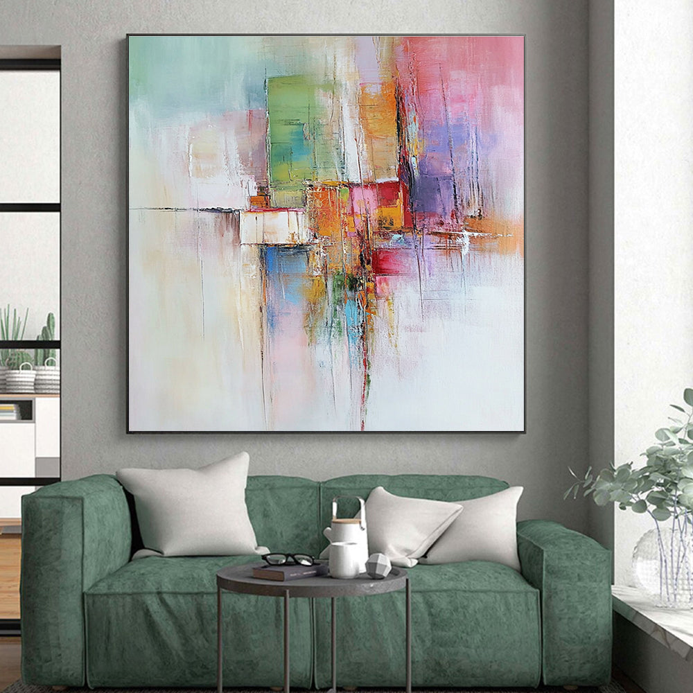 Colorful City Abstract Painting with Vibrant Shapes GER468