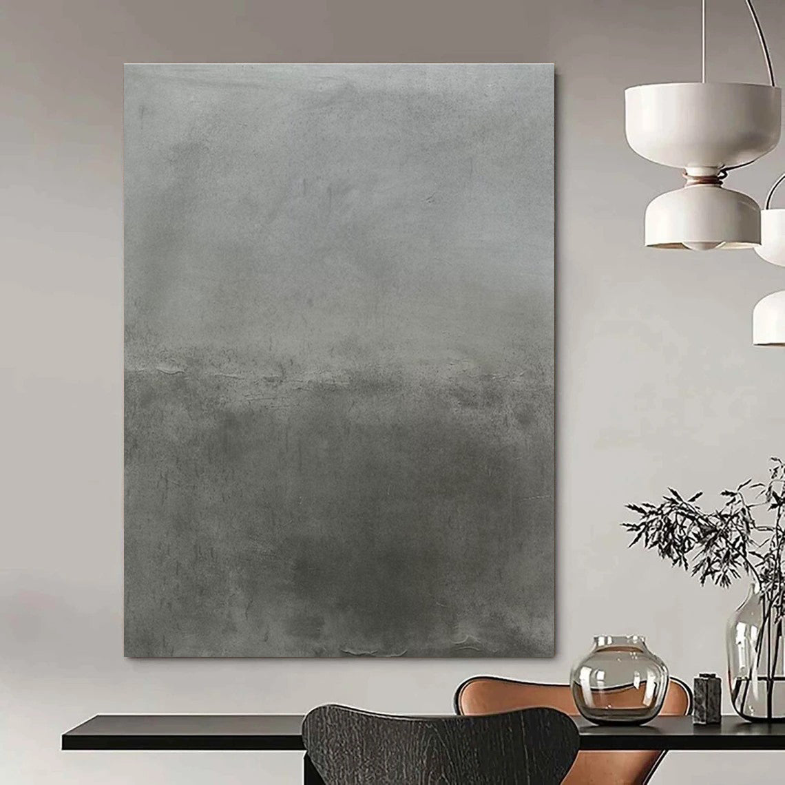 Gray Textured Abstract Painting with Subtle Layers ADGE520