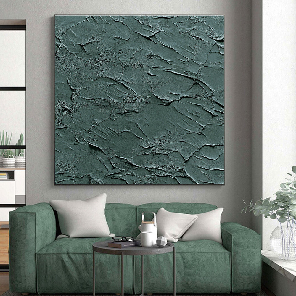 Green Textured Abstract Painting with Rugged Surfaces GER090