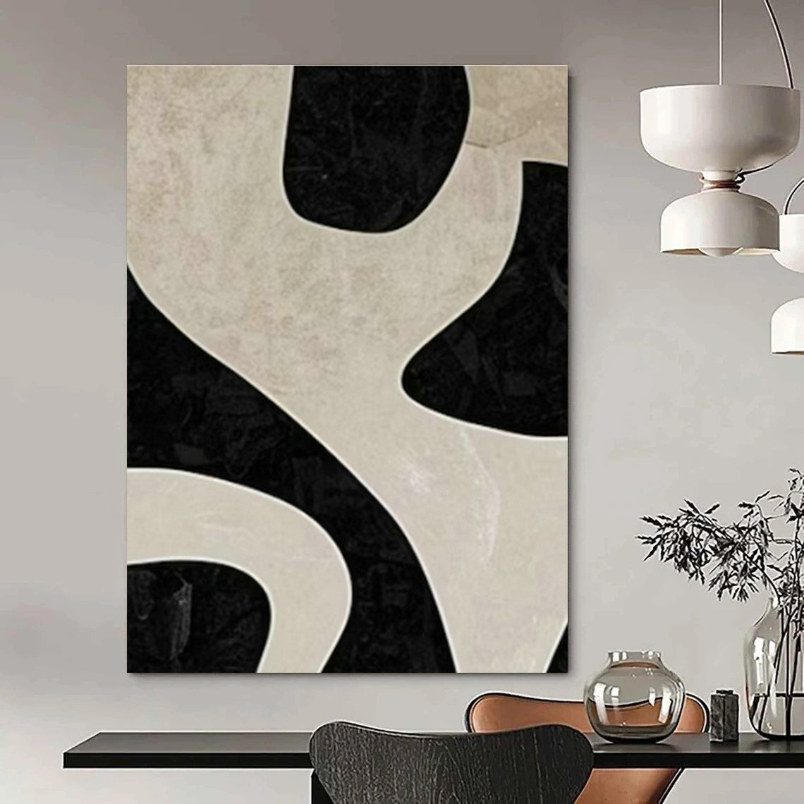 Large Customizable Hand-Painted Abstract Canvas for Living Room Wall Sconce Niche Wall and Bedroom Bedside Table Wall DLZ2003