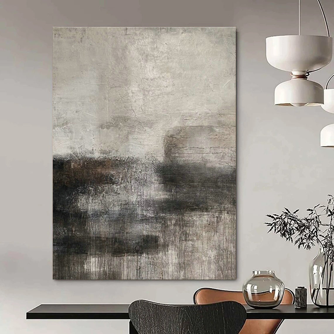 Large Customizable Hand-Painted Abstract Canvas for Living Room Wall Sconce Niche and Bedroom Bedside Table Wall DLZ1858