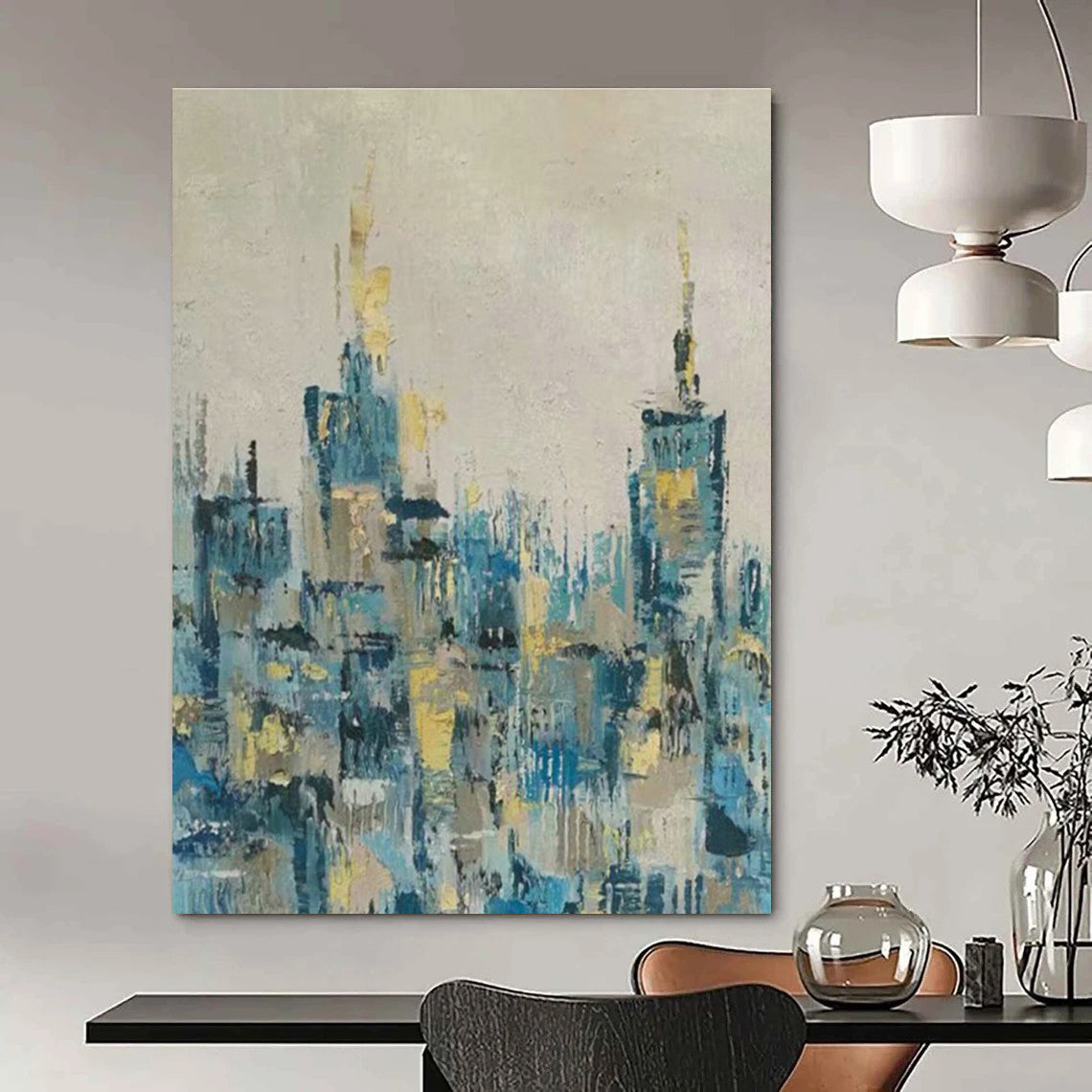 Large - Scale Abstract Hand - Painted Murals for Entryway and Dining Room DLZ0778