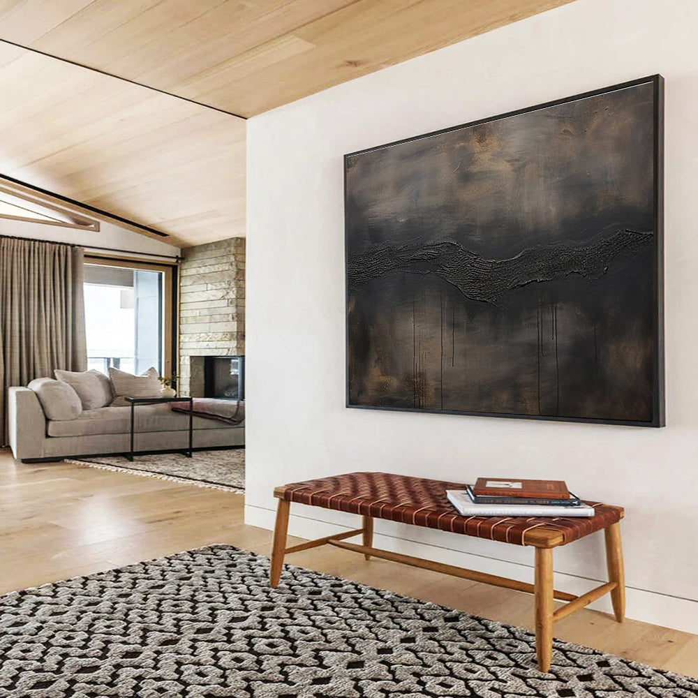 Dark Textured Abstract Painting with Deep, Ear THY Tones THY390