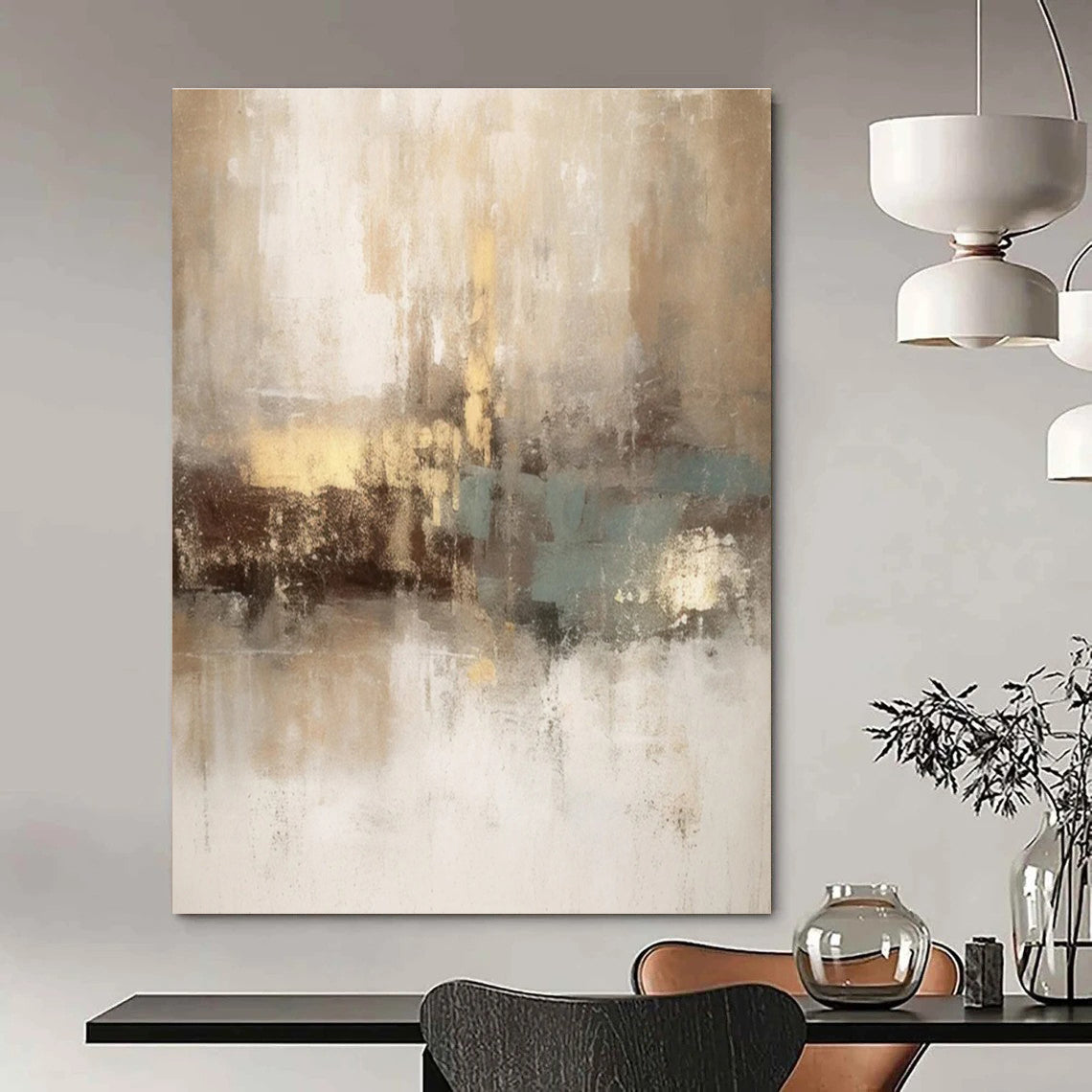 Beige and Brown Abstract Painting with Subtle Color Blends ADGE068