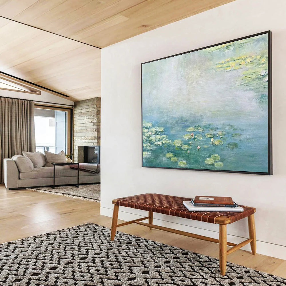 Water Lily Pond Abstract Painting with Soft, Serene Colors THY391
