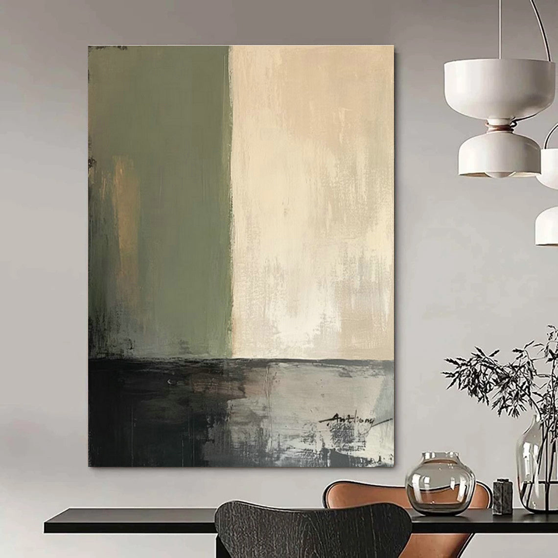 Oversized Hand - Painted Abstract Art for Living Room Open - Shelf Kitchenettes and Cottage Outdoor Showers DLZ0795