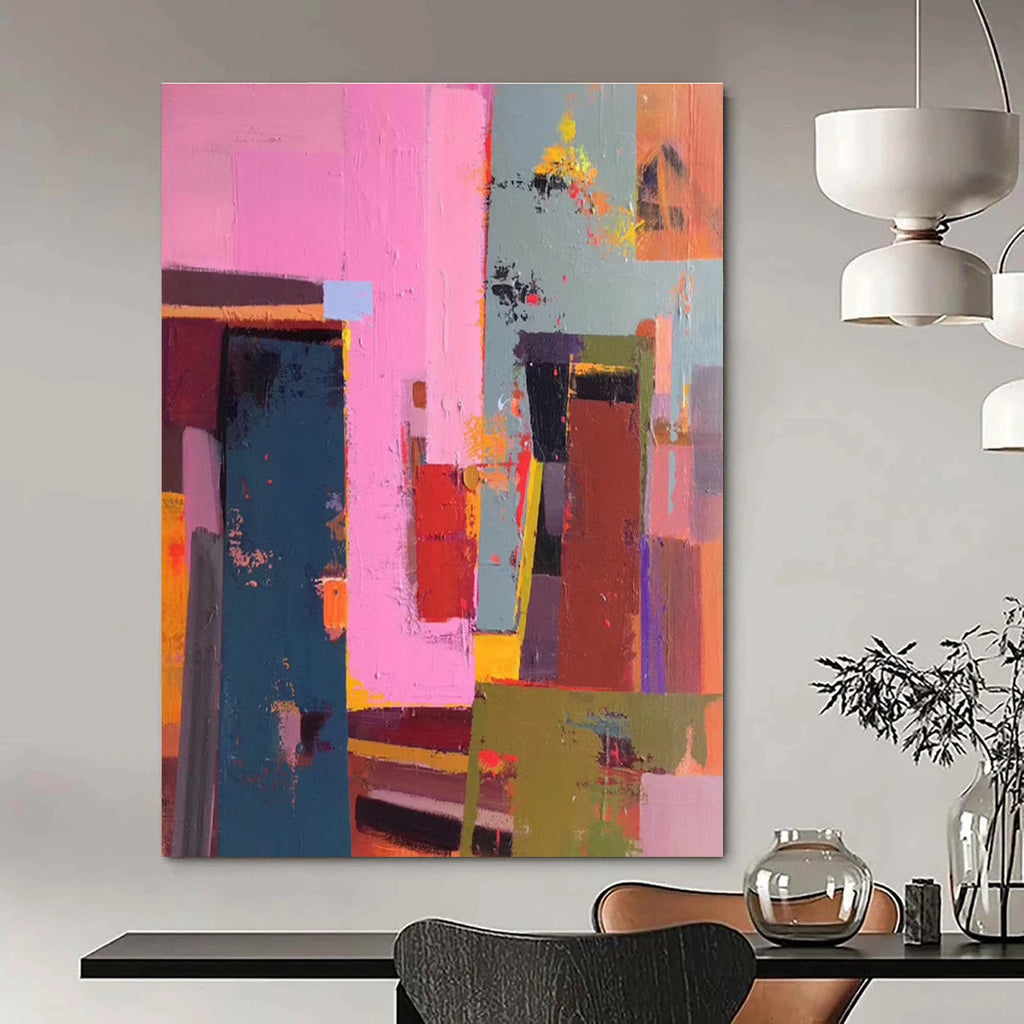 Colorful Block - style Abstract Painting for Modern Spaces ADGE050