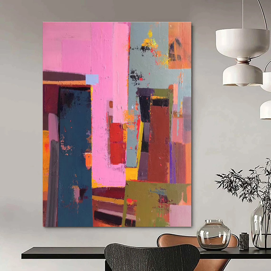 Colorful Block - style Abstract Painting for Modern Spaces ADGE050