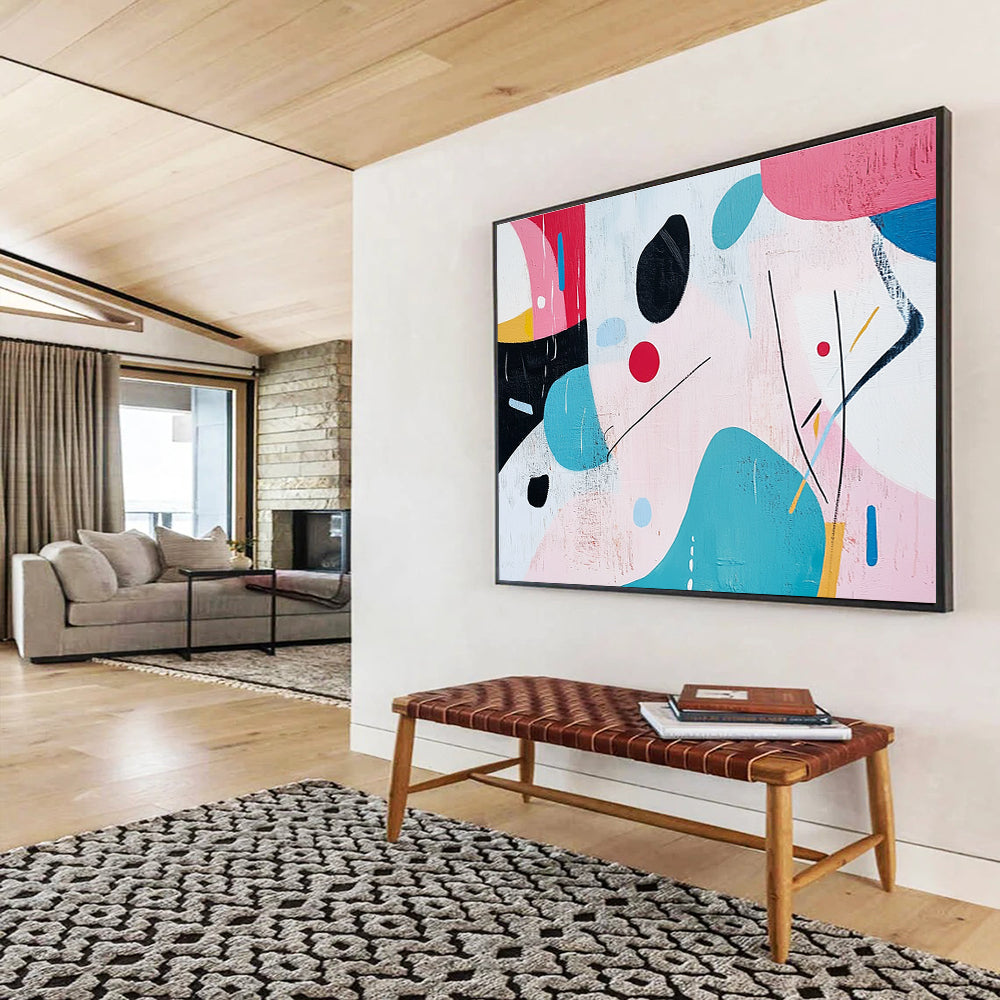 Playful Shapes Abstract Painting with Pastel and Bold Colors DYP346