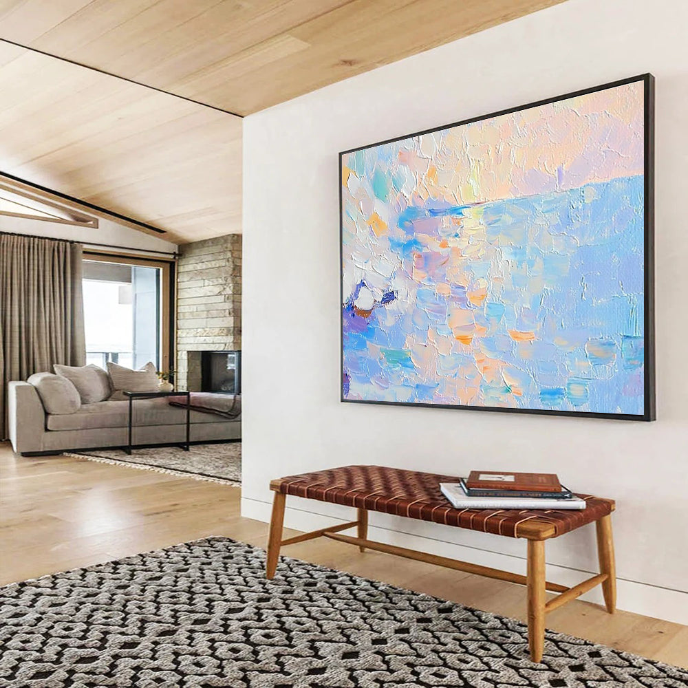Impressionistic Sea Abstract Painting with Colorful Dabs DYP278