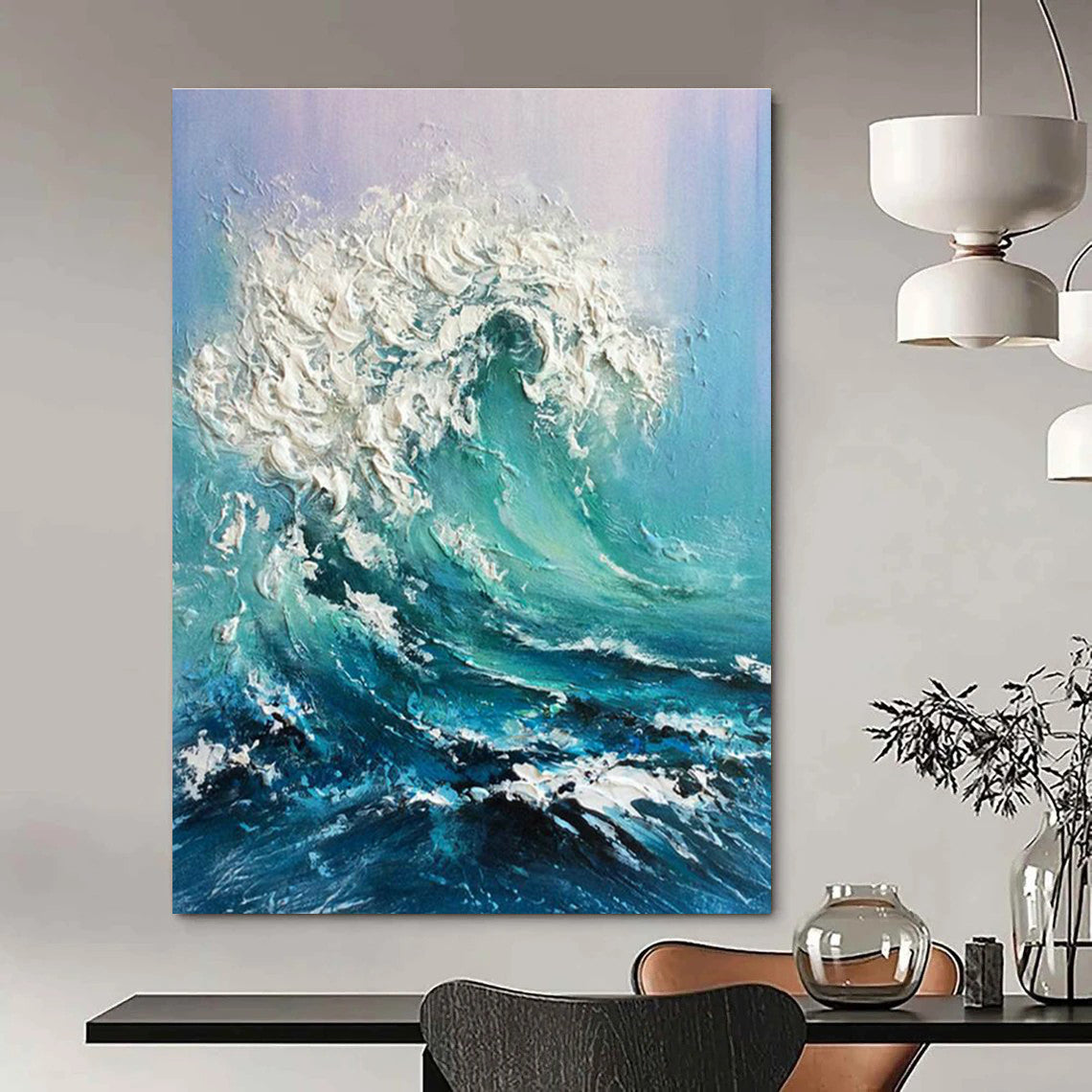 Big Custom - Formulated Handmade Abstract Painting for Office and Dining Room DLZ2148