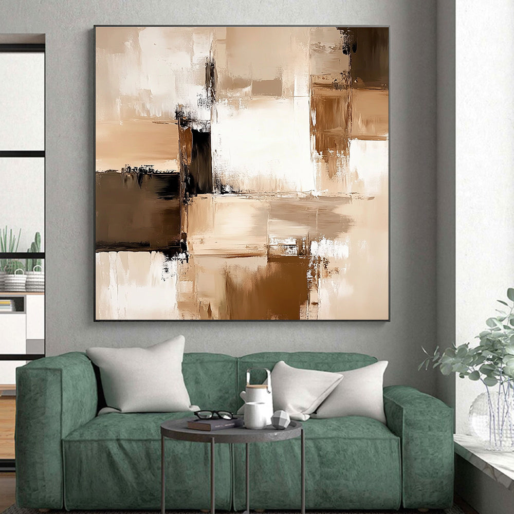 Geometric Neutral Abstract with Beige and Black GER342