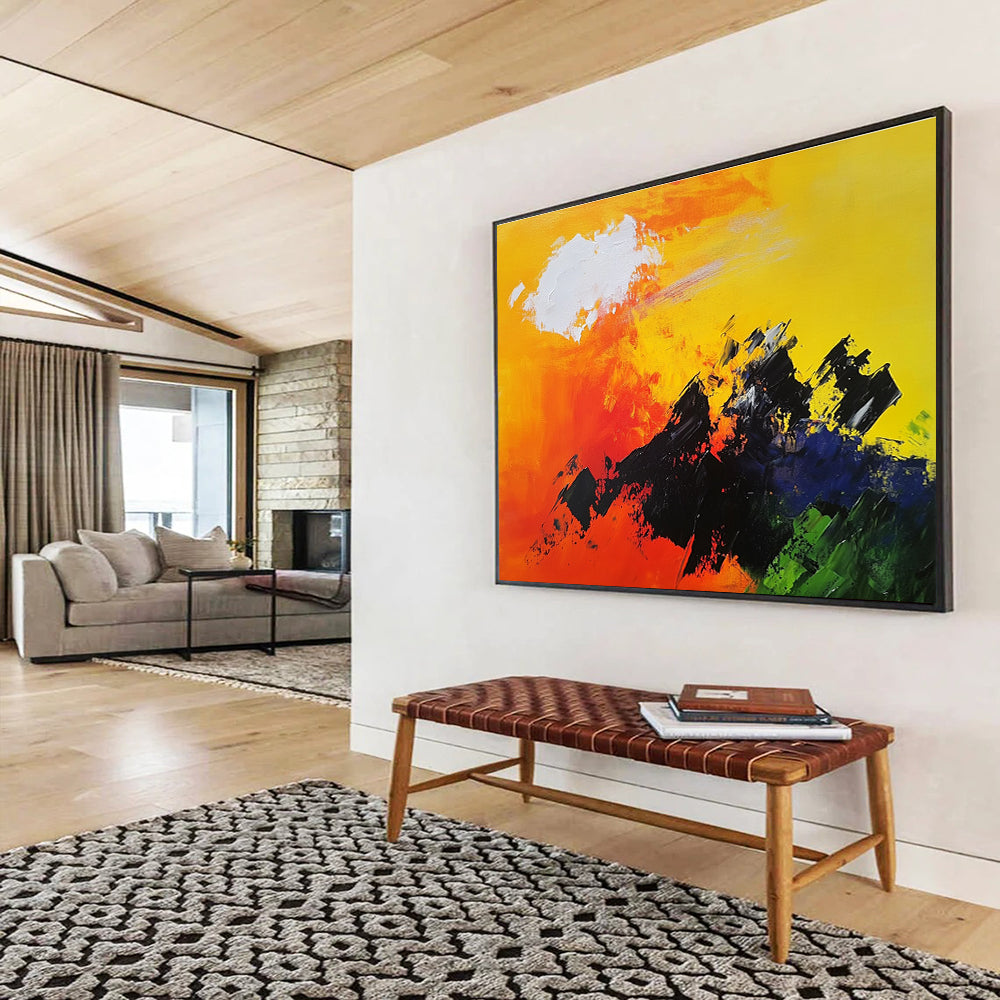 Vibrant Mountain Abstract Painting with Bold Color Combinations DYP342