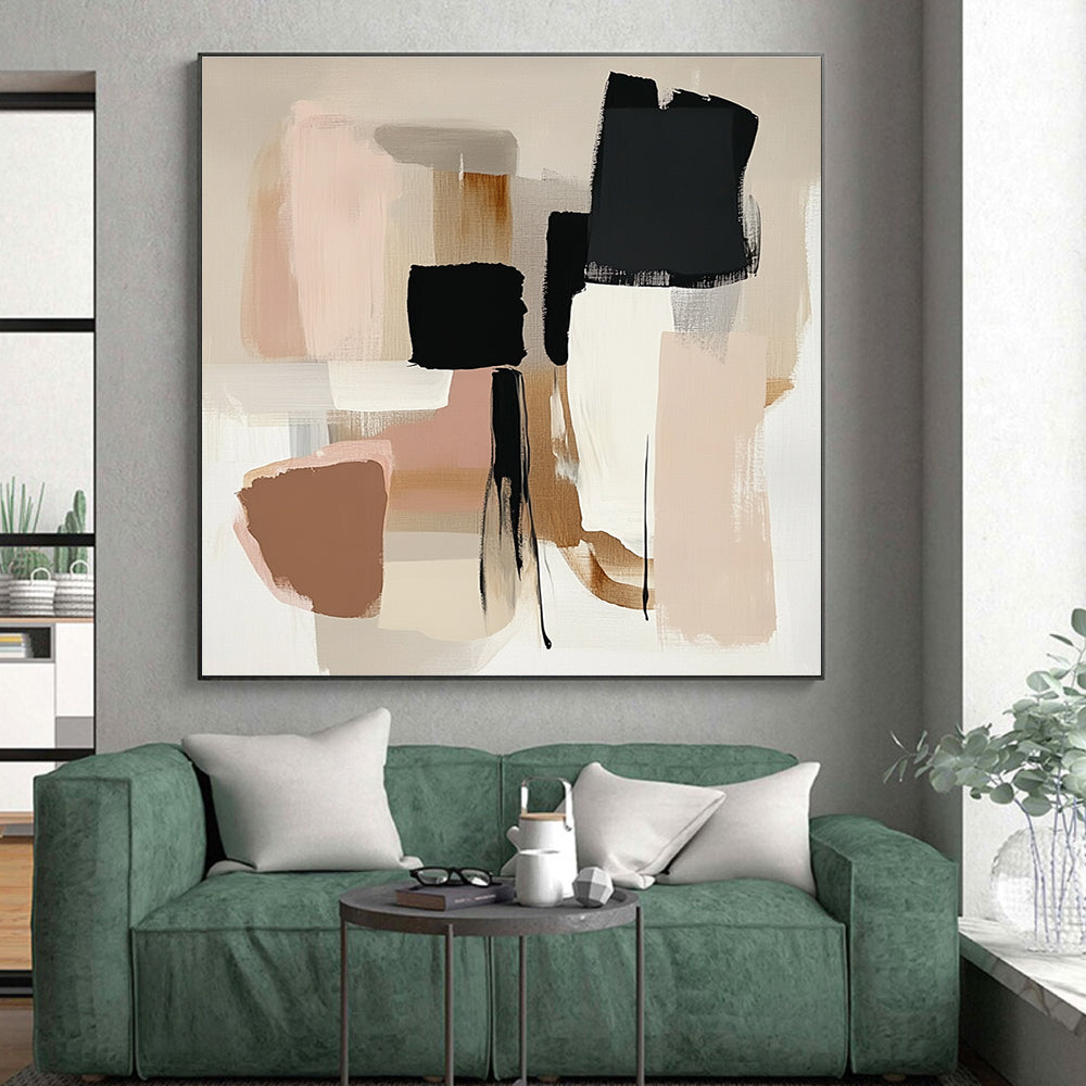Neutral Tones Abstract Painting with Minimalist Shapes GER791