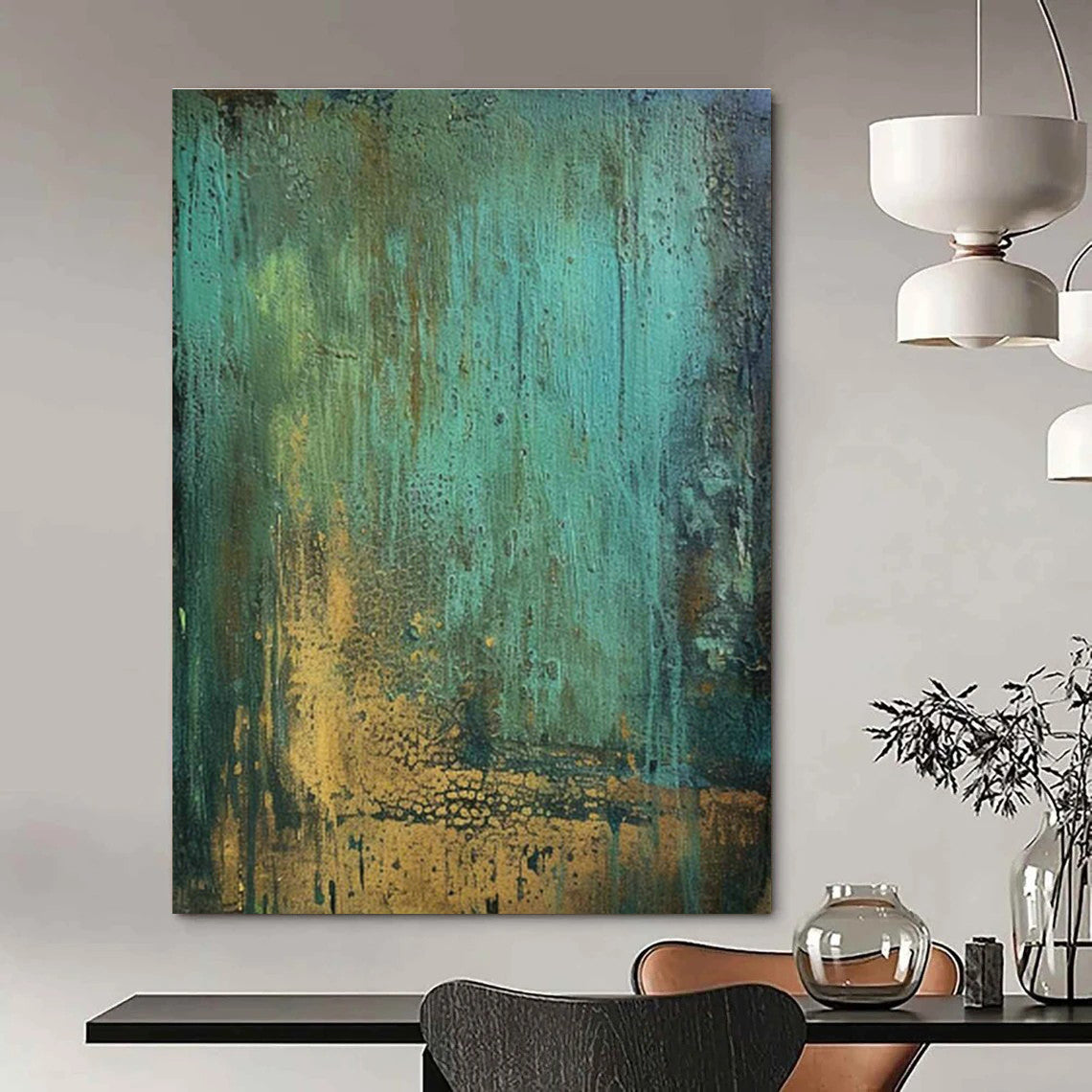 Large Hand-Painted Abstract Artwork for Entryway & Cottage Hallway DLZ1201