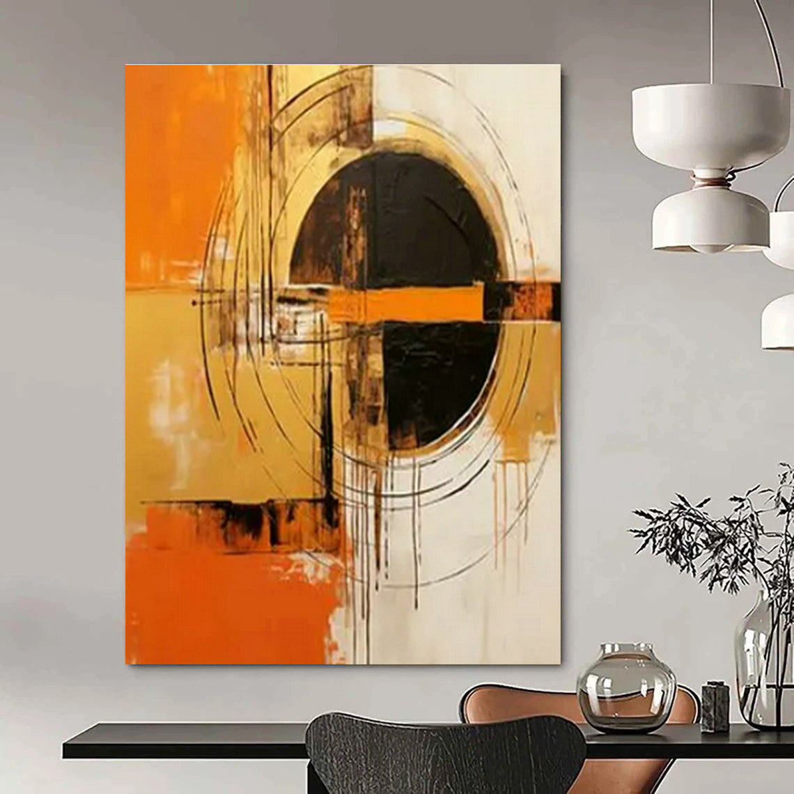 Handmade Abstract Wall Art for Cottage Office Paper Shredder Niche & Hallway Dog Leash Storage Wall DLZ1739