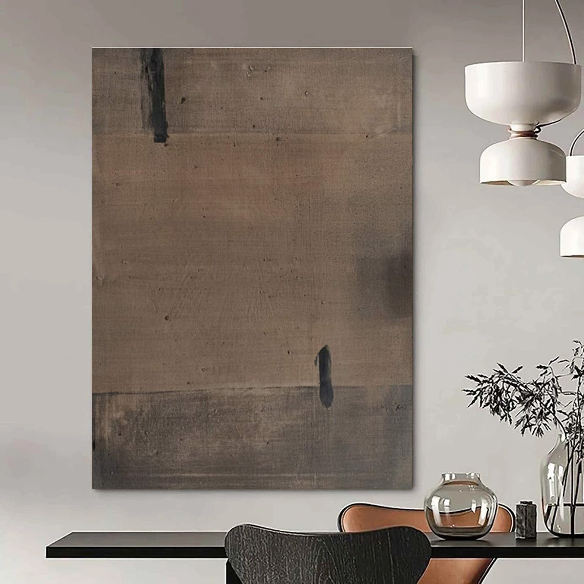 Simple Brown Abstract Painting with Understated Charm ADGE516