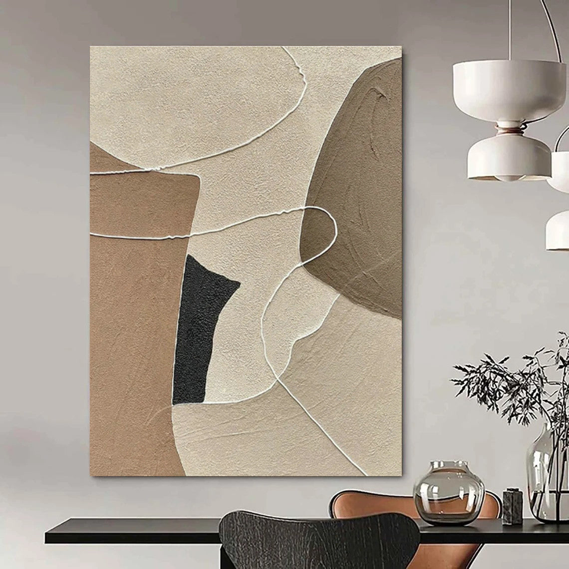 Handmade Extra - Large Abstract Painting for Dining Room & Entryway DLZ1119
