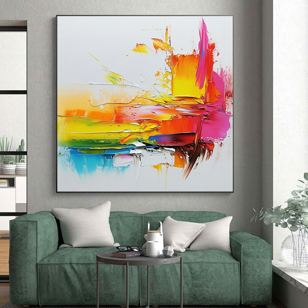 Multicolor Abstract Painting with Thick Textures GER715