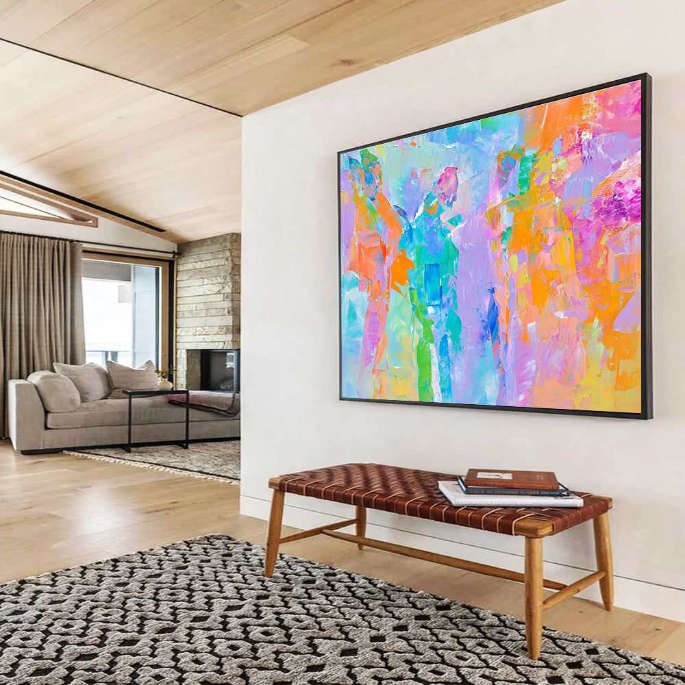 Colorful Patchwork Abstract Painting with Bright and Diverse Hues DYP344