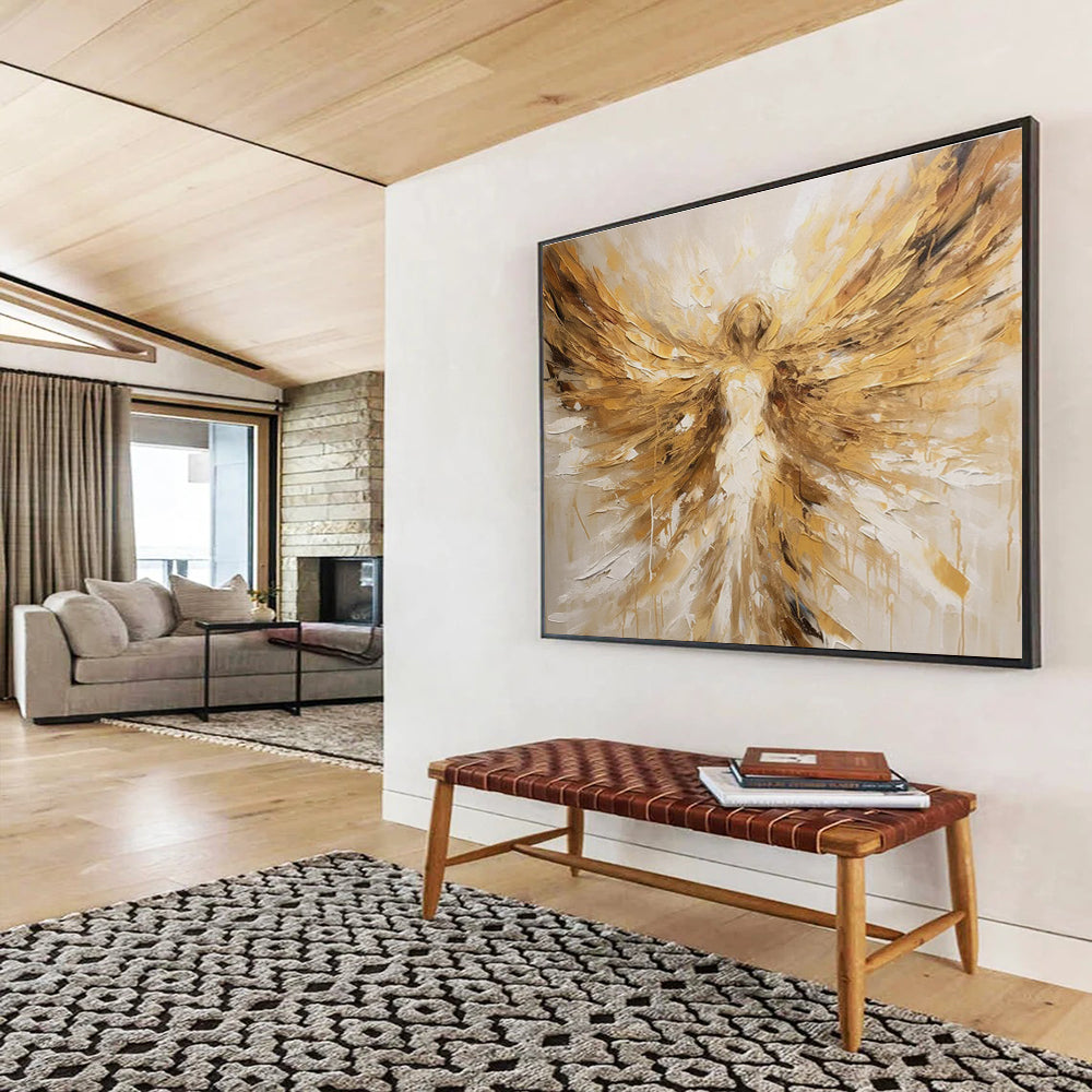 Golden and White Angel - themed Abstract Painting THY081