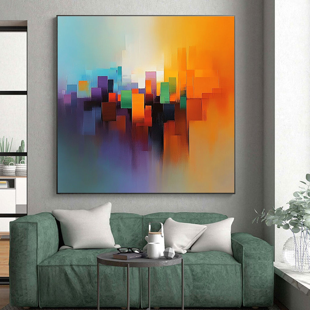 Colorful City Abstract Painting with Vivid Hues GER449