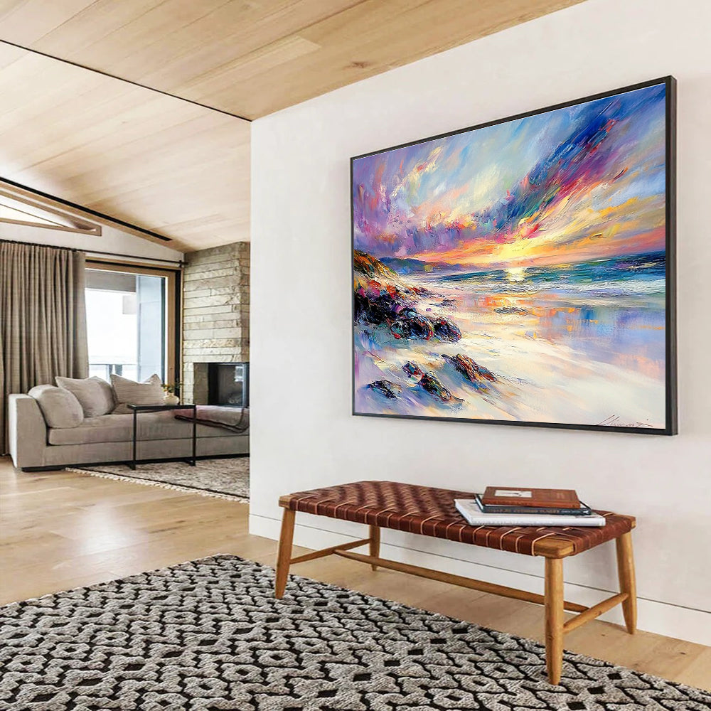 Colorful Beach Landscape Abstract Painting with Vivid Hues DYP113