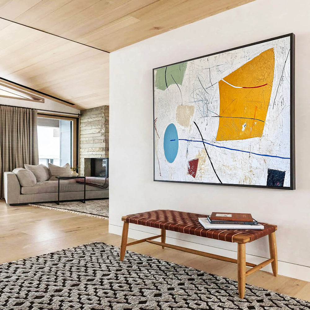 Mixed Shapes Abstract Painting with Colorful Elements DYP456