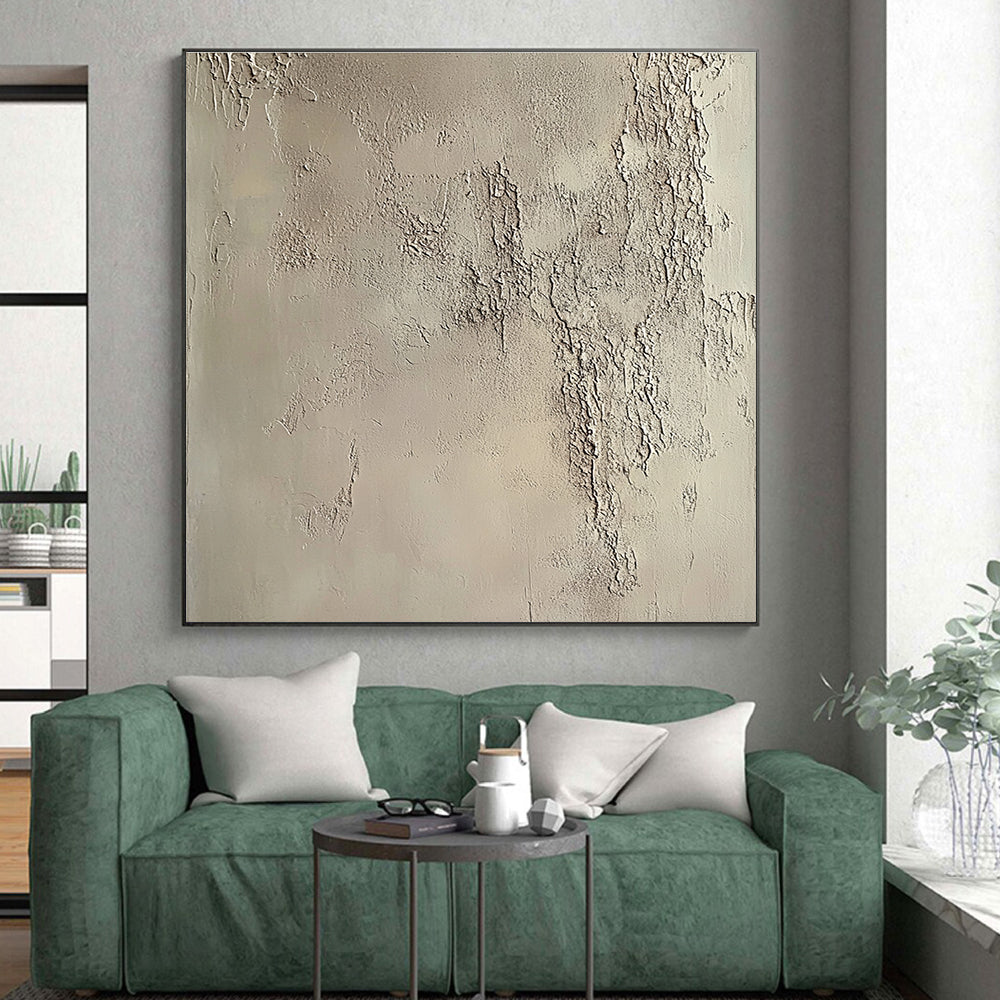 Textured Beige Abstract Art Resembling Plastered Wall GER271