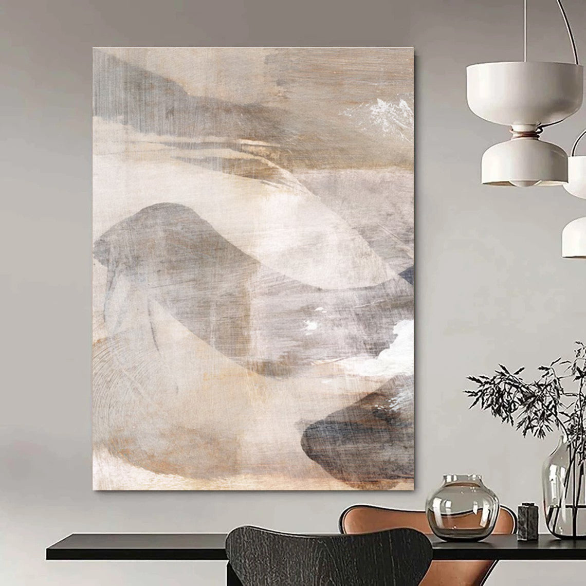 Earth - toned Abstract Landscape with Soft Textures Painting ADGE210