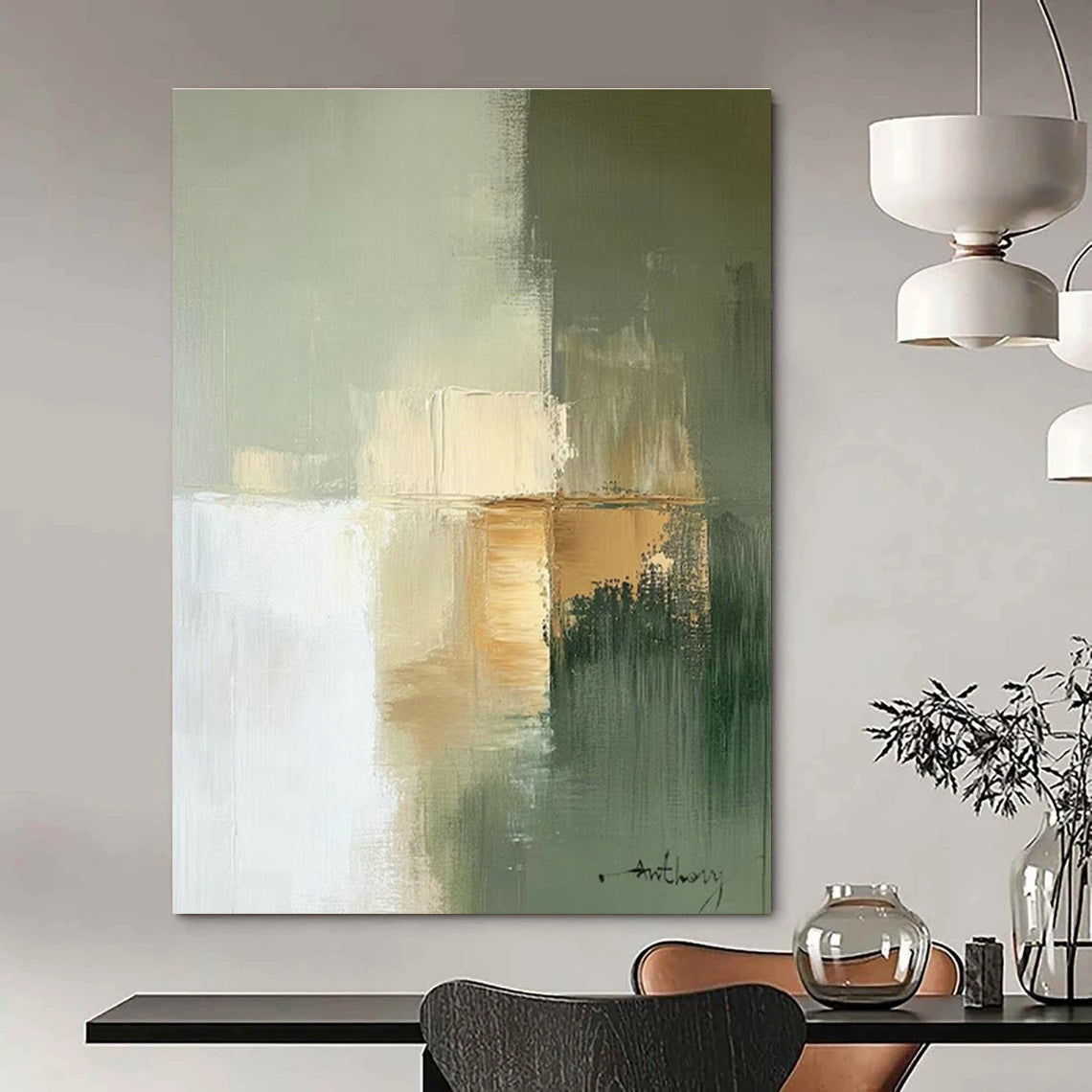Hand - Painted Abstract Murals for Hallway Staircases and Entryway Foyers DLZ0781