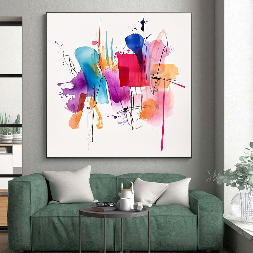 Colorful Splash Abstract Painting with Fluid Lines GER735