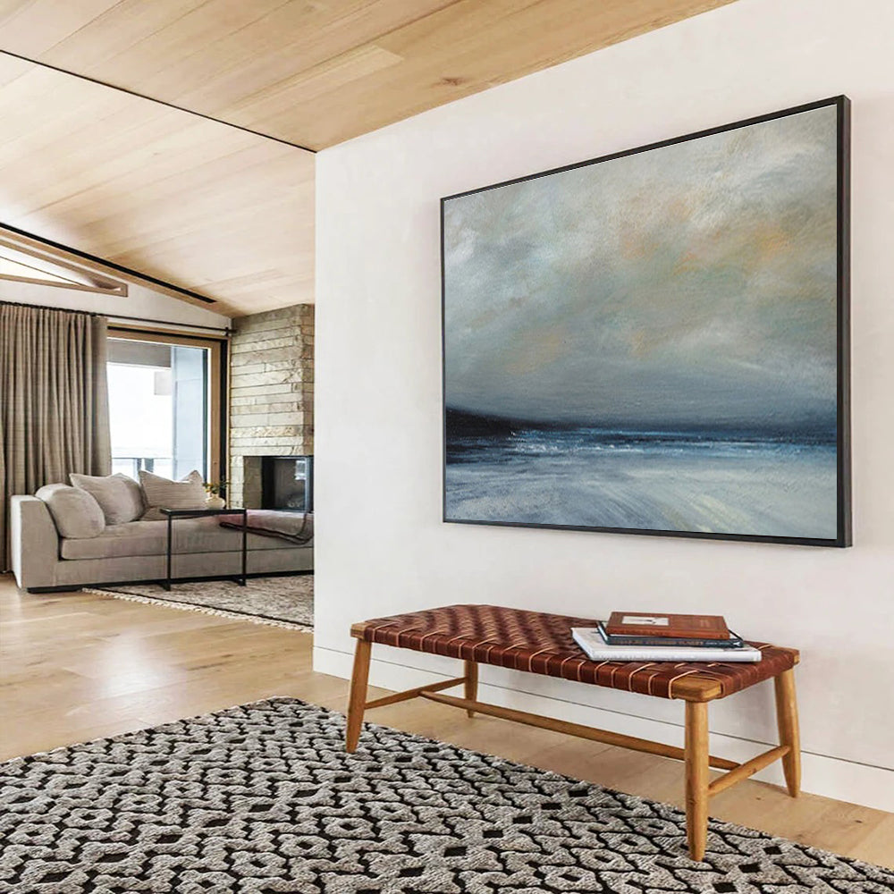 Grey Toned Calm Sea Sky Abstract Painting THY021