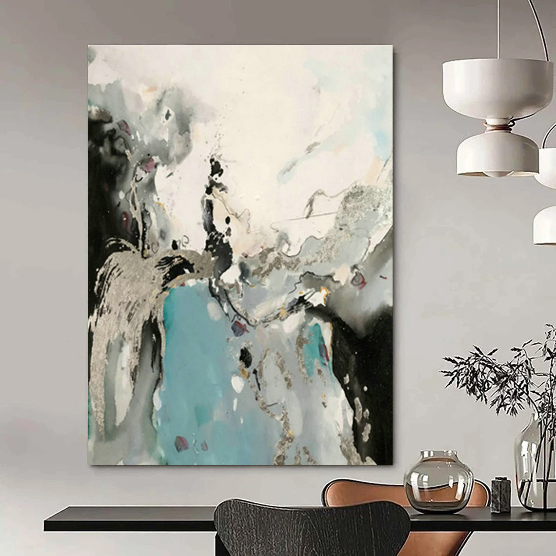 Grand - Scale Custom Hand - Painted Abstracts for Entryway & Bedroom DLZ0555