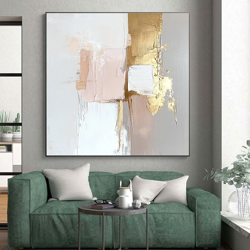 Pink and Gold Abstract Painting with Soft Layers GER471