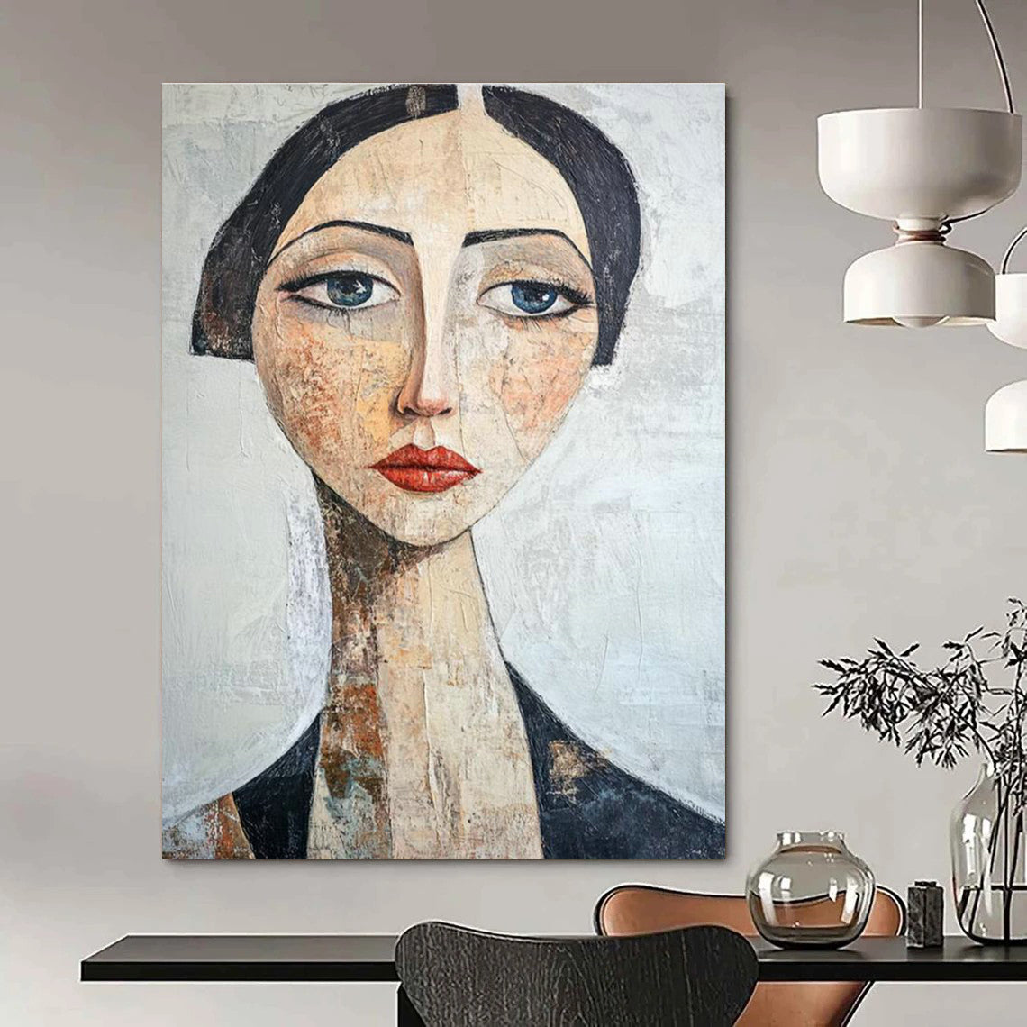 Hand-Painted Abstract Canvas for Cottage Entryway & Office DLZ2354