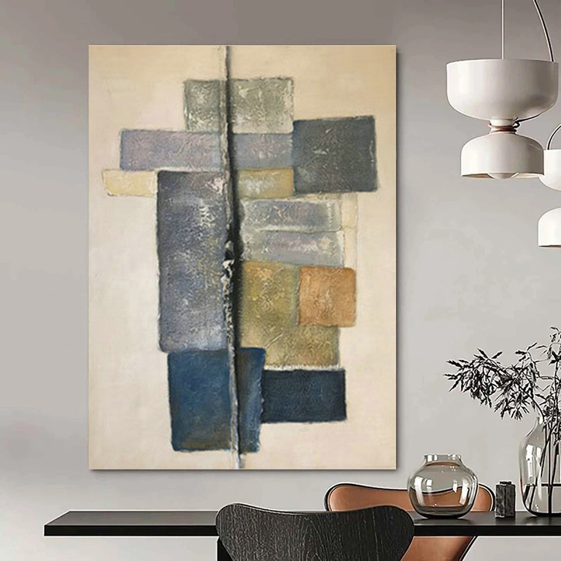 Extra-Wide Custom Hand-Painted Abstract Art for Living Room & Hallway DLZ1048