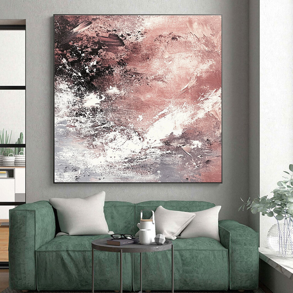 Pink Gray White Abstract Painting with Soft Textures GER745